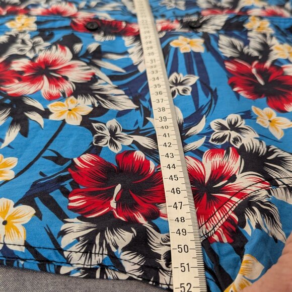 Produkt Floral Button Down Short Sleeve Men's Shirt - Blue- Size M - Picture 9 of 10
